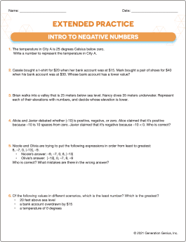 Intro to Negative Numbers Word Problems
