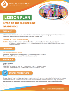 Intro to the Number Line Lesson Plan