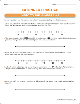 Intro to the Number Line Printable Worksheet