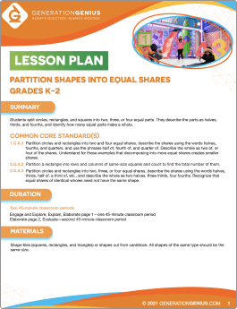 Partition Shapes Into Equal Shares Lesson Plan