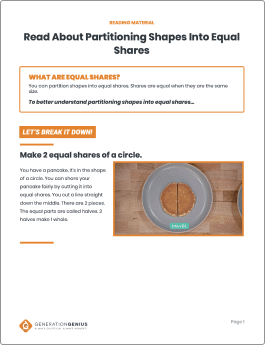 Partition Shapes Into Equal Shares Reading Material