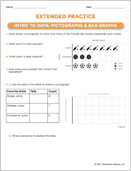 Intro to Data: Pictographs & Bar Graphs Word Problems