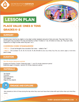 Place Value: Ones & Tens Lesson Plan