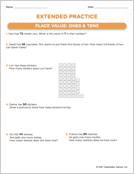 Place Value: Ones & Tens Printable Worksheet
