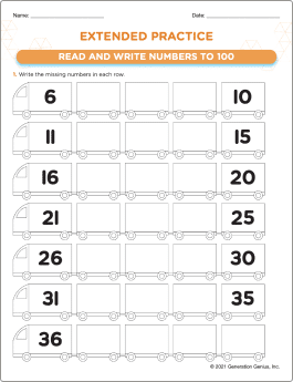 Read & Write Numbers to 100 Printable Worksheet