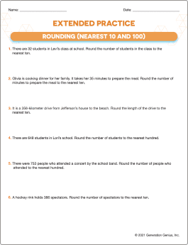 Rounding (Nearest 10 and 100) Word Problems