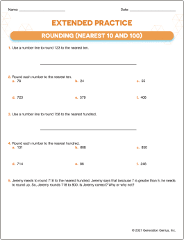 Rounding (Nearest 10 and 100) Printable Worksheet
