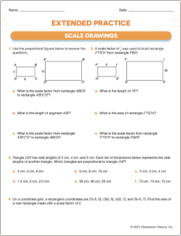 Scale Drawings (Using Scale Factor) Printable Worksheet
