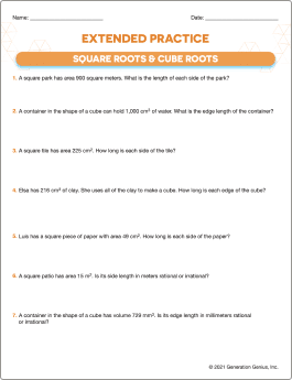 Square Roots & Cube Roots Word Problems