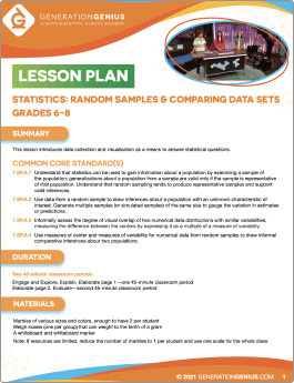 Statistics: Random Samples & Comparing Data Sets Lesson Plan