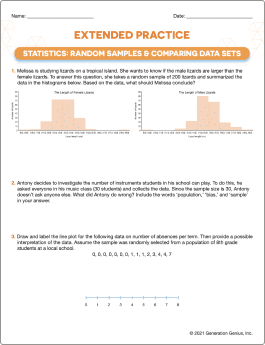 Statistics: Random Samples & Comparing Data Sets Word Problems