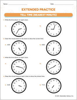 Tell Time (Nearest Minute) Word Problems