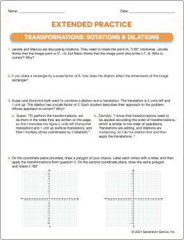Transformations: Rotations & Dilations Word Problems